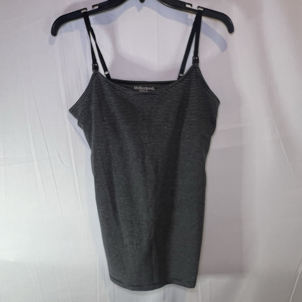 Women's Medium Motherhood Maternity Nursing Tank Top Shirt Cami Black Stripe